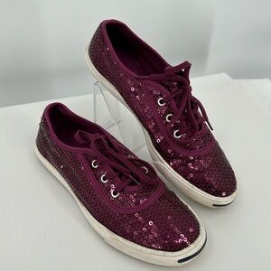 CONVERSE - OX JACK PURCELL JANE SHOES‎ 540428C Size 6.5 Sequins Purple EUC